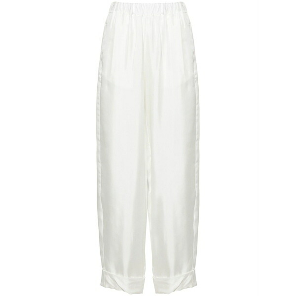 ブランカ ヴィータ レディース 心地よいズボン下 ボトムス High-waist silk palazzo trousers White