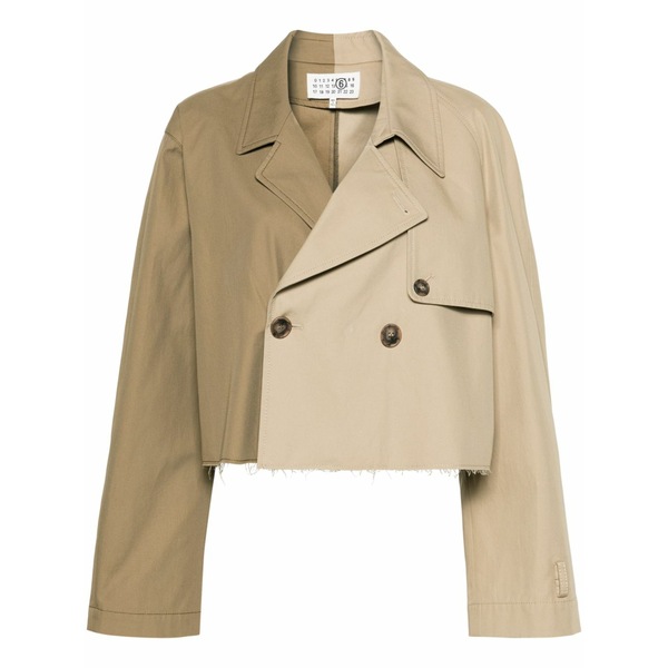 マルタンマルジェラ レディース 上衣＆上衣 アウター Colour-block cropped jacket Neutrals