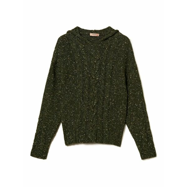 ツインセット レディース ニット&セーター アウター Cable-knit hooded sweater -|asty