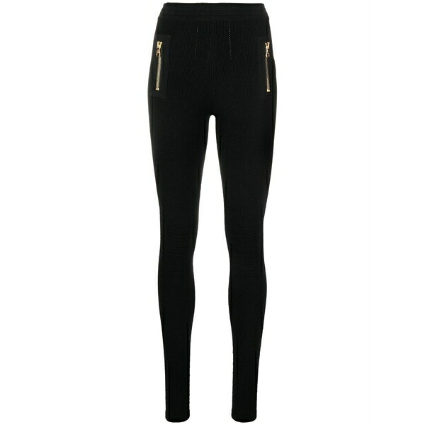 バルマン レディース レギンス ボトムス Panelled slim-cut leggings Black