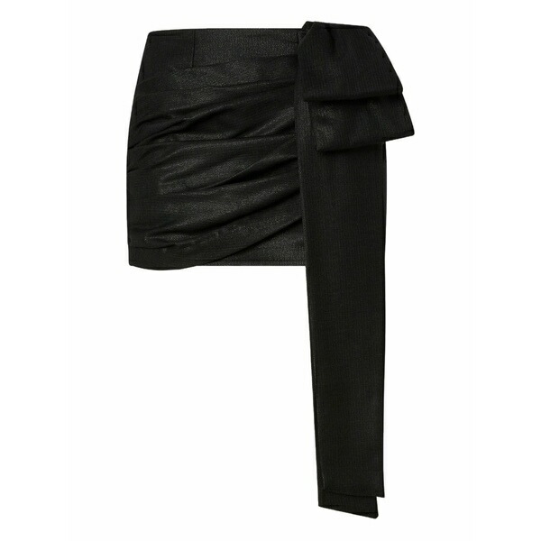 ピンコ レディース スコート ボトムス Bow-detail draped mini skirt Black