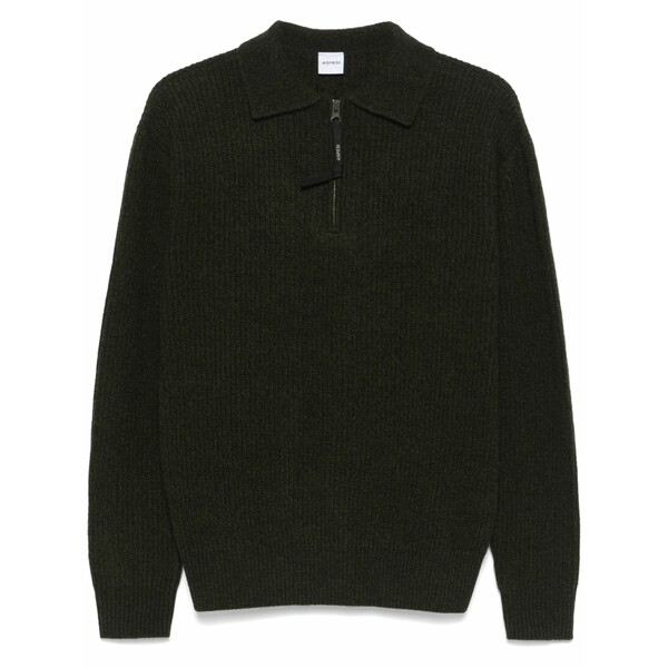 アスペジ メンズ 編み物\u0026プルオーバー アウター Wool sweater Green