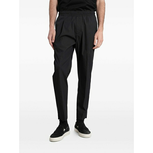 ロウブランド メンズ 心地好いズボン下 ボトムス Tokyo pleated elasticated-waist trousers Black
