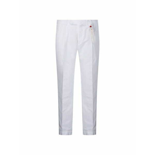 サンタニエロ メンズ 心地好いズボン下 ボトムス Pleated tapered trousers White