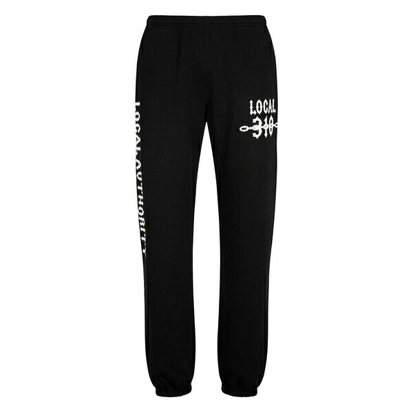 ローカルオーソリティ メンズ 心地よいズボン下 ボトムス Chain-print track pants Black