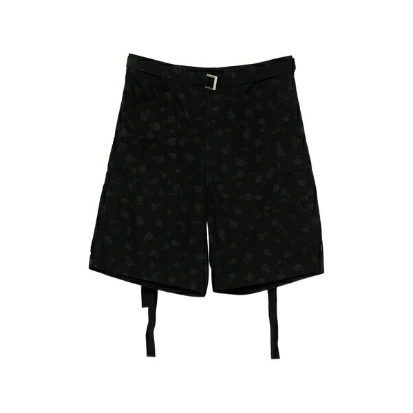 サカイ メンズ 心地よいズボン下 ボトムス Floral-detail belt shorts Black