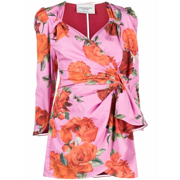 フォルテクチュール レディース 衣裳 トップス  floral-print drape-detail dress Pink