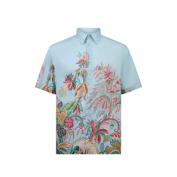 エトロ メンズ プルオーバー トップス Floral-print short-sleeved shirt Blue