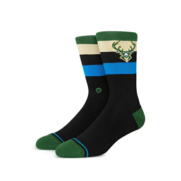 観点 メンズ ソックス アンダー御召しもの X nba stripe crew socks Black