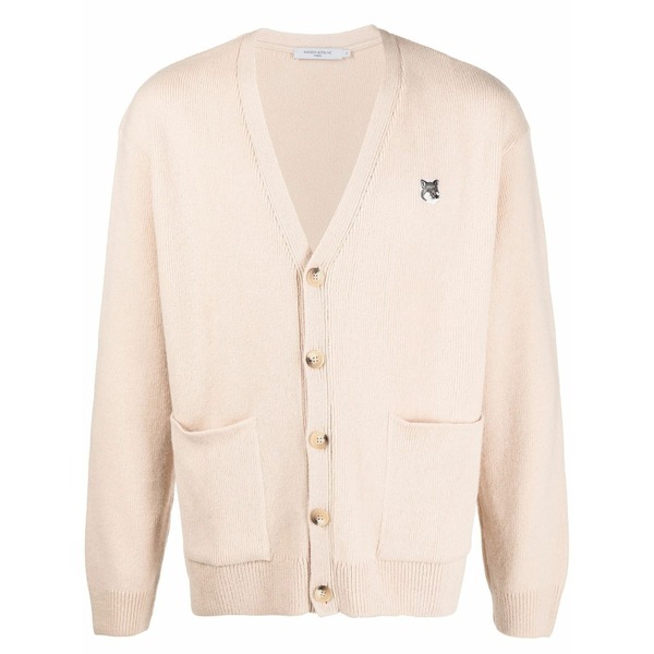 棲み家 稲荷 メンズ ジレー アウター Fox head patch wool cardigan Neutrals