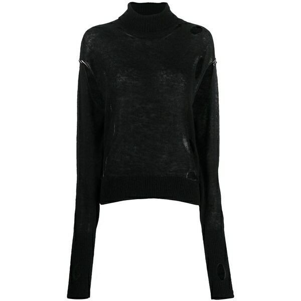 マルタンマルジェラ レディース 編み物\u0026スウェーター アウター Distressed high-neck jumper Black