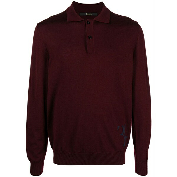 ビリオネア メンズ ポロシャツ トップス Merino-blend polo jumper Red|asty