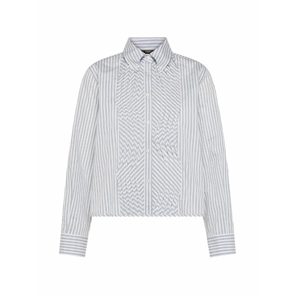 セブンティ レディース プルオーバー トップス Ruffled striped shirt White