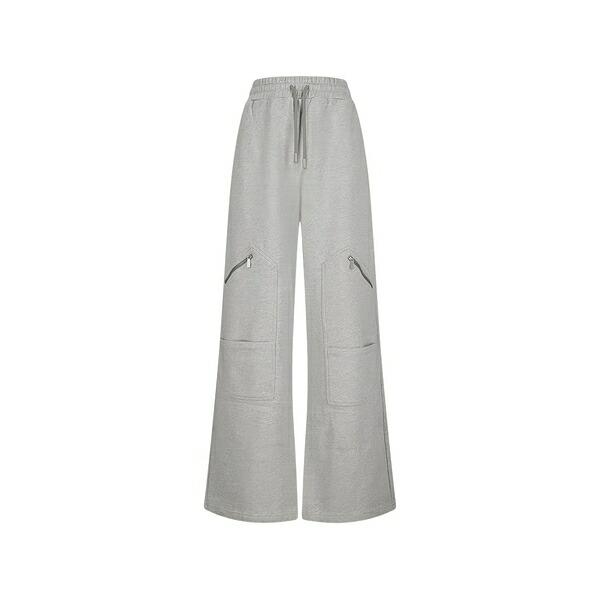 象牙色 レディース 心地好いズボン下 ボトムス Zip-pocket cargo track pants Grey