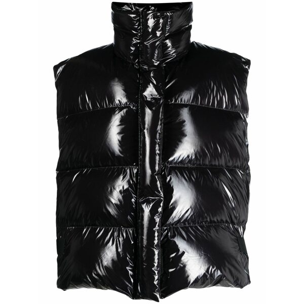 エムエスジイエム レディース 上衣＆上衣 アウター Glossy padded zip-up gilet Black