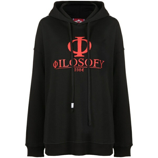 フィロソフィーデロレンゾセラフィーニ レディース パーカー・スウェットシャツ アウター Logo-print drawstring hoodie Black