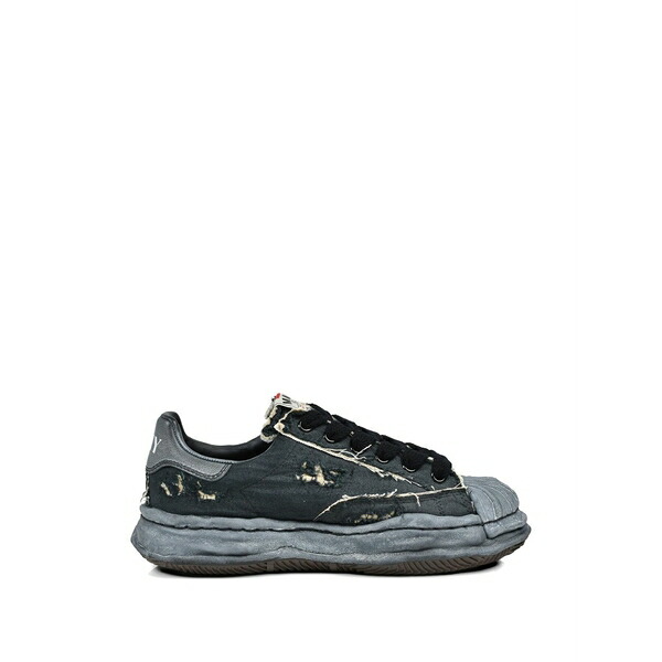 ミハラヤスヒロ メンズ スニーカー シューズ Charles og sole ripped-canvas sneakers Black｜asty
