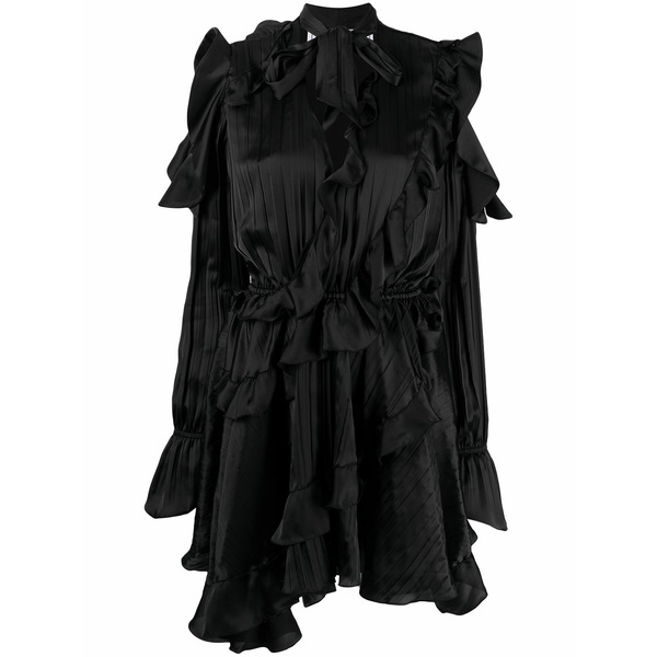 オフホワイト レディース ワンピース トップス Creased ruffled cocktail dress Black｜asty