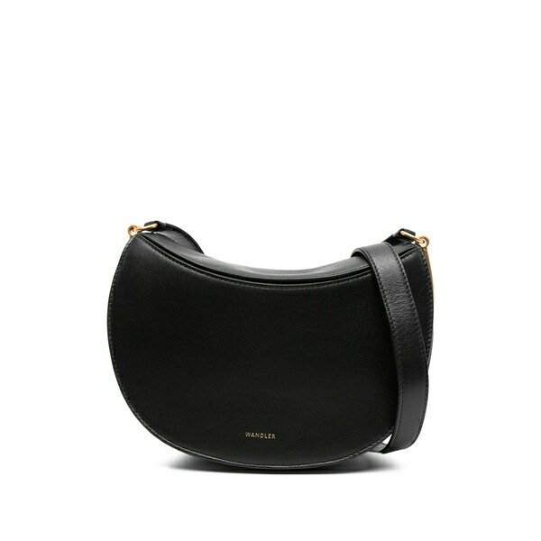 ワンドラー レディース ショルダーバッグ バッグ Kate crescent-shaped leather shoulder bag Black|asty