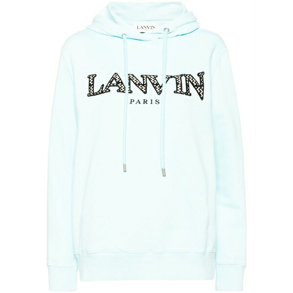 ランバン レディース パーカー・スウェットシャツ アウター Logo print hoodie Blue