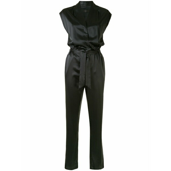 アールティーエー レディース 衣装 トップス Waist-tied silk jumpsuit Black