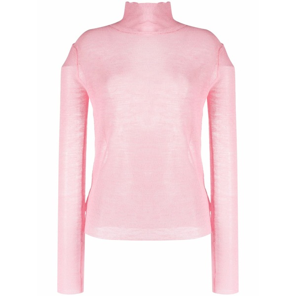 ジル・サンダー レディース 編み物\u0026ティーシャツ アウター Semi-sheer logo-patch jumper Pink