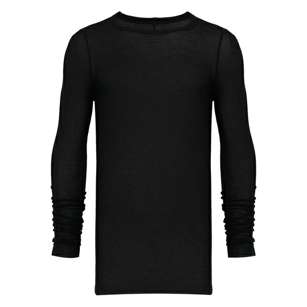 リックオウエンス メンズ プルオーバー トップス Ribbed long-sleeve t-shirt Black