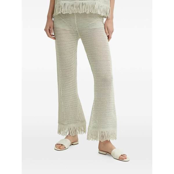シスレー レディース 心地好いズボン下 ボトムス Fringed crochet trousers Neutrals ボトムス-レディースファッション-パンツ