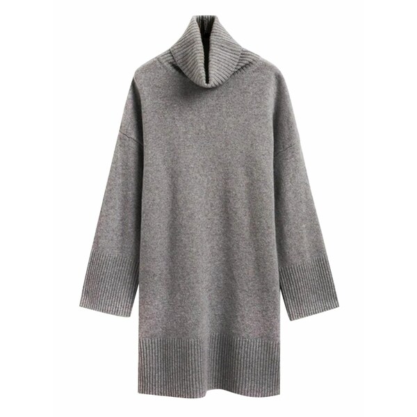 ガント レディース ワンピース トップス Roll-neck ribbed mini dress Grey|asty