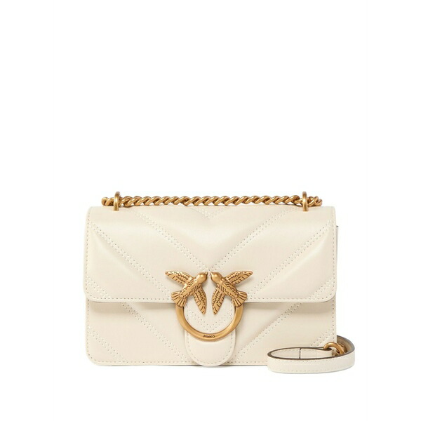 ピンコ レディース ショルダーバッグ バッグ Mini love quilted love birds-embellished crossbody bag White|asty