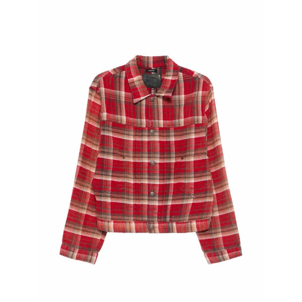 アールサーティーン レディース 上衣＆上衣 アウター Plaid-pattern shirt jacket Red