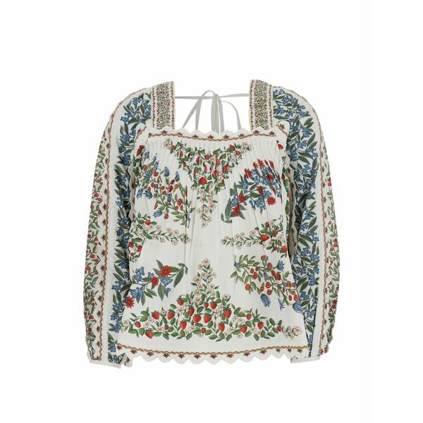 ファーム リオ レディース シャツ トップス Floral-print pleated blouse White
