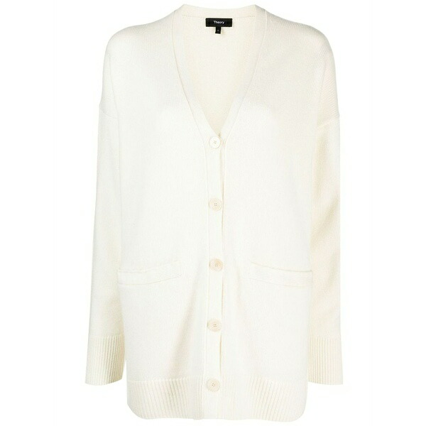 行動論理 レディース ジレー アウター Fine-knit elbow-patch cardigan  White