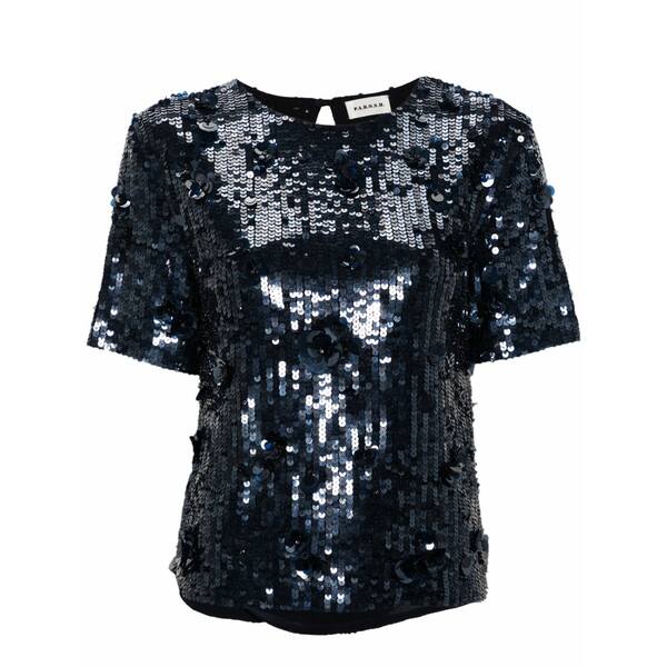 パロッシュ レディース ティーシャツ トップス Sequined blouse Blue レディースファッション-シャツ・ブラウス