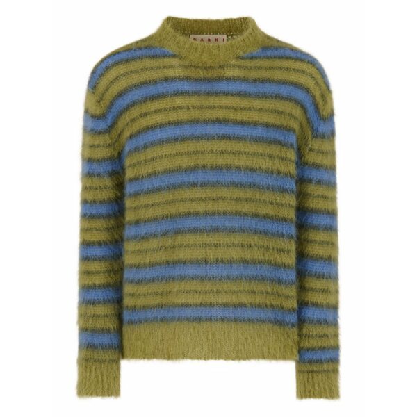マルニ メンズ 編み物\u0026プルオーバー アウター Striped sweater Green