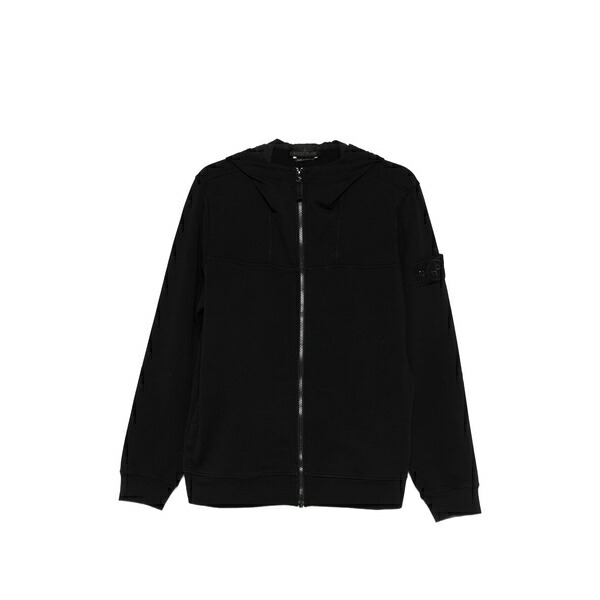 ストーンアイランド メンズ パーカー・スウェットシャツ アウター Logo-patch hoodie Black