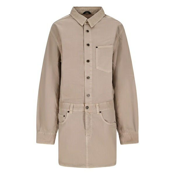 デスティン レディース 衣装 トップス  cotton-linen blend mini shirt dress Neutrals