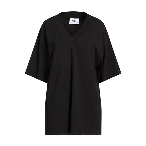 【送料無料】 アルファス テューディオ レディース Tシャツ トップス T-shirts Black｜asty