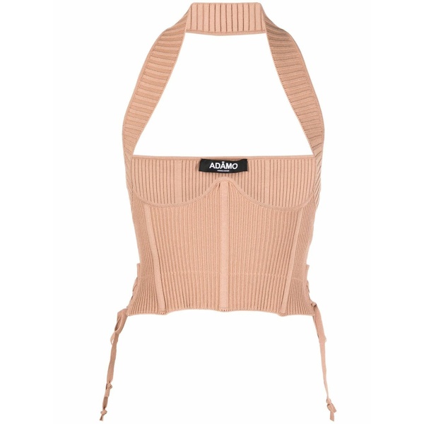 アンドレダモ レディース ニット&セーター アウター Ribbed-knit corset top Neutrals｜asty