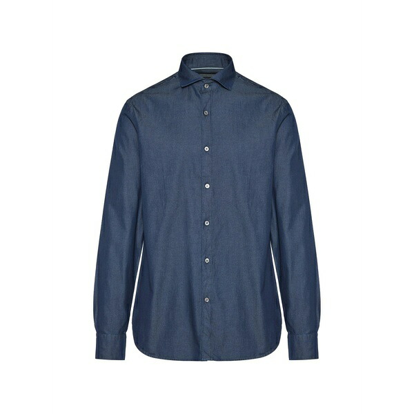 カナーリ メンズ ティーシャツ トップス Buttoned shirt Blue