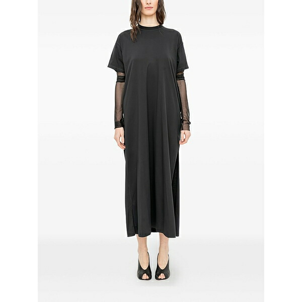 アンドレア ヤコブ レディース 衣装 トップス Side-slit crew-neck dress Black