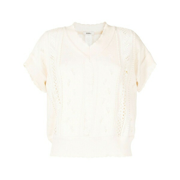 ゴエンジェイ レディース 編み物\u0026プルオーバー アウター V-neck sleeveless jumper White
