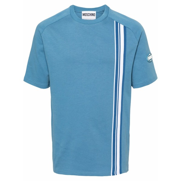 モスキーノ メンズ ティーシャツ トップス Stripe-patch cotton t-shirt Blue
