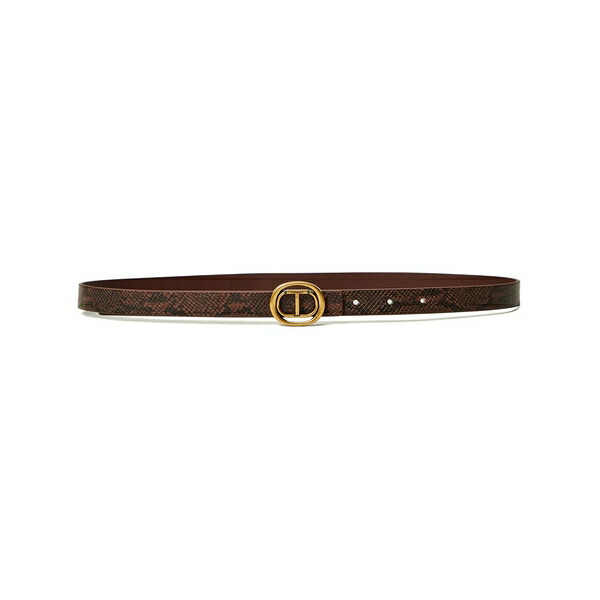 ツイン書き割り レディース 三尺帯 添え物 Logo-plaque belt  Brown