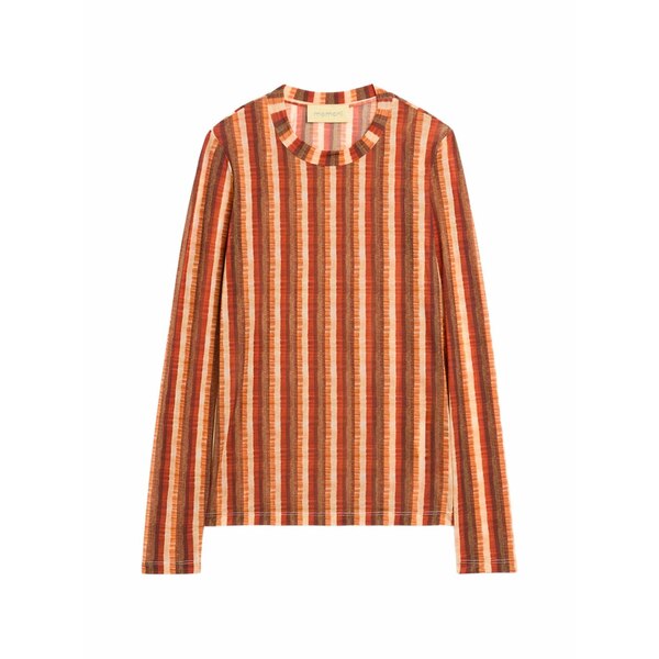 モモン レディース ティーシャツ トップス Waina long-sleeves striped top Orange