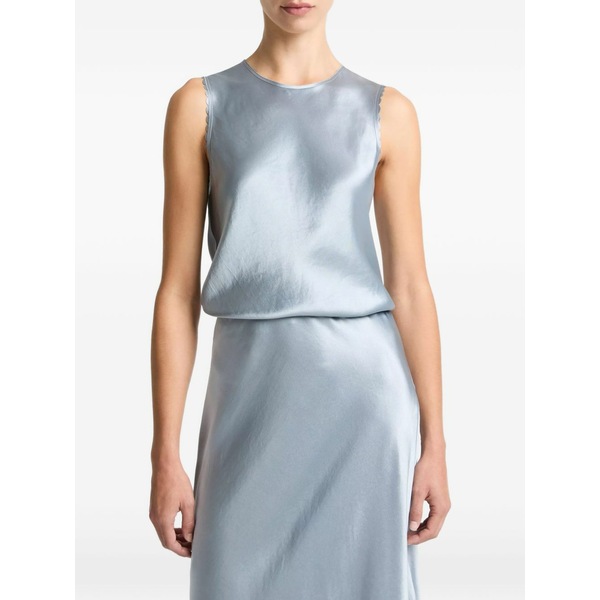 ヴィンス レディース カットソー トップス Scalloped-trim sleeveless top Blue
