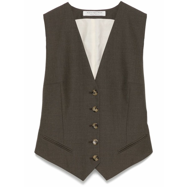 フィロソフィーデロレンゾセラフィーニ レディース 上衣＆上衣 アウター V-neck waistcoat Brown