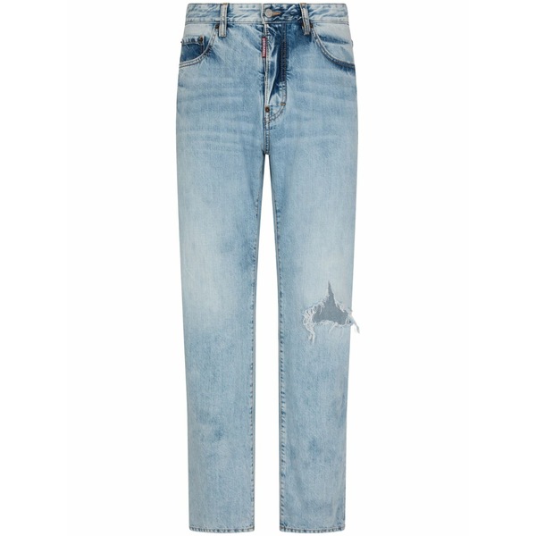 ディースクエアード メンズ ジーンズズボン下 ボトムス Ripped straight-leg jeans Blue
