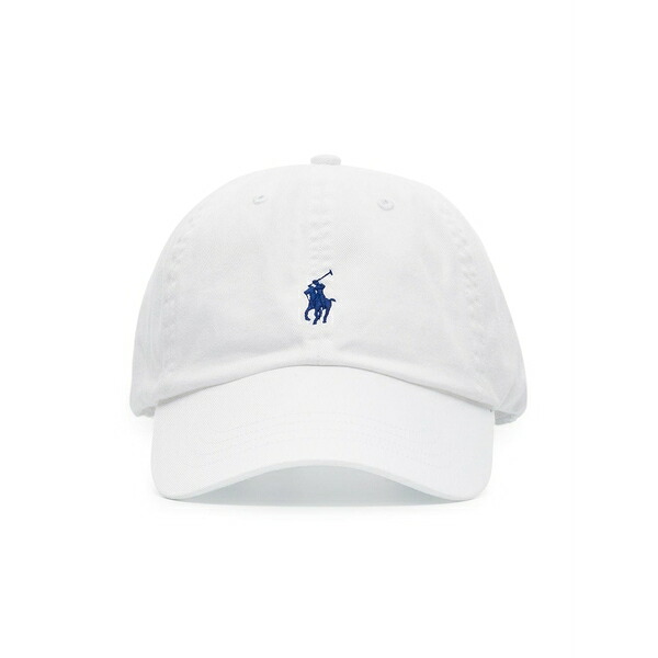 ラルフローレン メンズ かぶり笠 添え物 Logo-embroidered cotton-canvas cap White