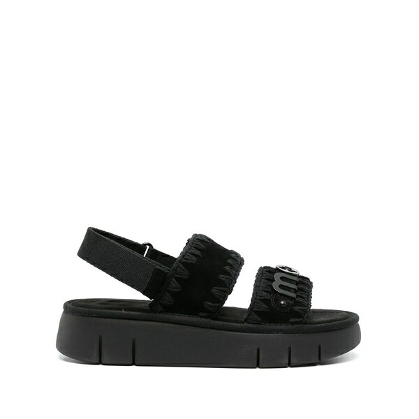 モウ レディース サンダル シューズ Bounce suede flatform sandals Black